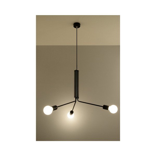 Lampadario nero con paralume in metallo ø 74 cm Donato – Sollux-image-1