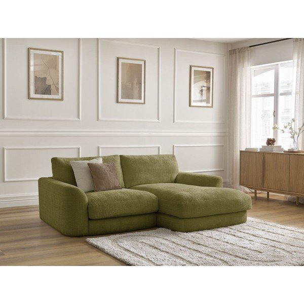 Divano angolare color kaki (con penisola a destra/con chaise lounge) con rivestimento in ciniglia Leonore – Bobochic Paris-image-3