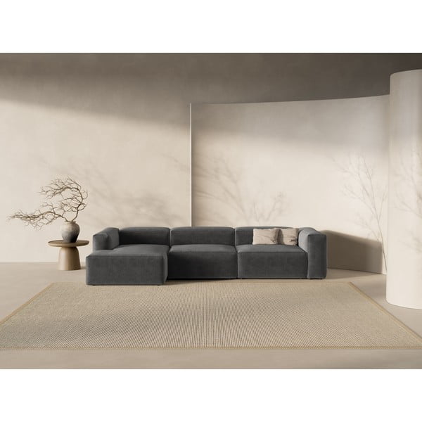 Divano angolare grigio scuro (con penisola a sinistra/con chaise lounge) Bergamo – Cosmopolitan Design-image-1