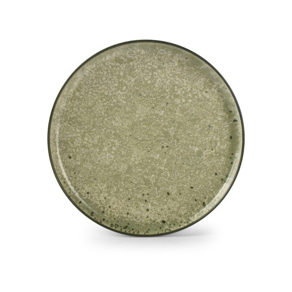 Piatto verde/color crema in gres ø 27 cm Gravel – ONA