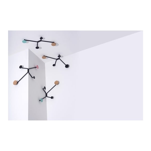 Appendiabiti da parete nero con dettaglio verde menta Hook - Gazzda-image-4