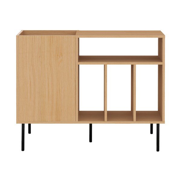 Cassettiera bassa nera per dischi per grammofono in rovere 100x80 cm Viny - TemaHome-image-3