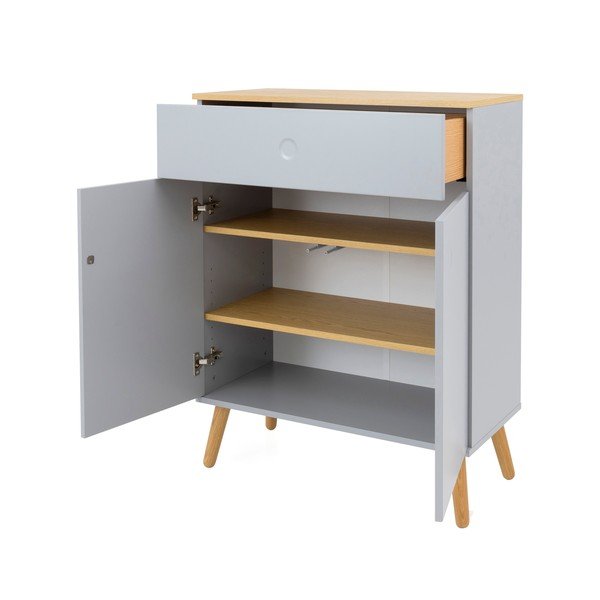 Cassettiera grigia con gambe in rovere, larghezza 79 cm Dot - Tenzo-image-3