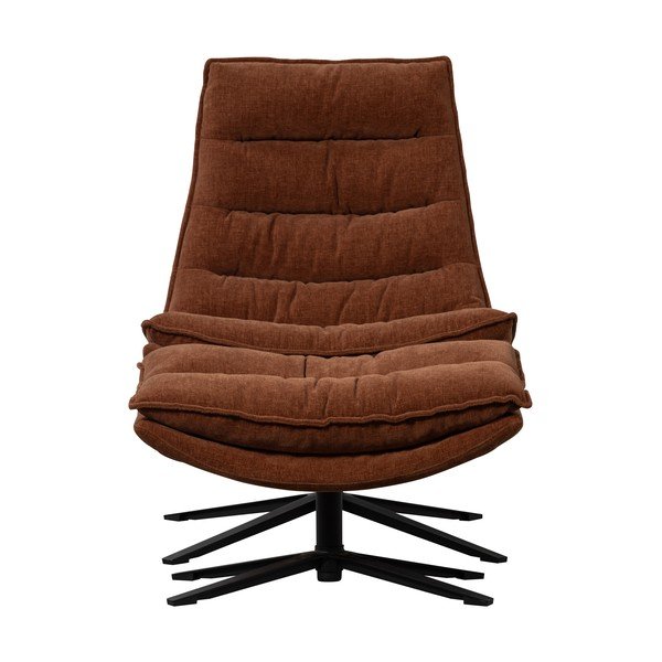 Poltrona con poggiapiedi marrone girevole con rivestimento in ciniglia Kube – WOOOD-image-3