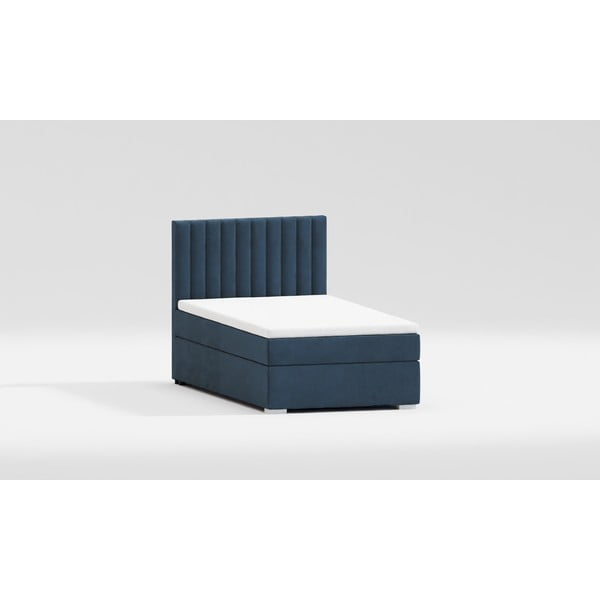 Letto singolo imbottito con contenitore blu scuro con materasso e topper inclusi 90x200 cm Bunny – Ropez-image-4