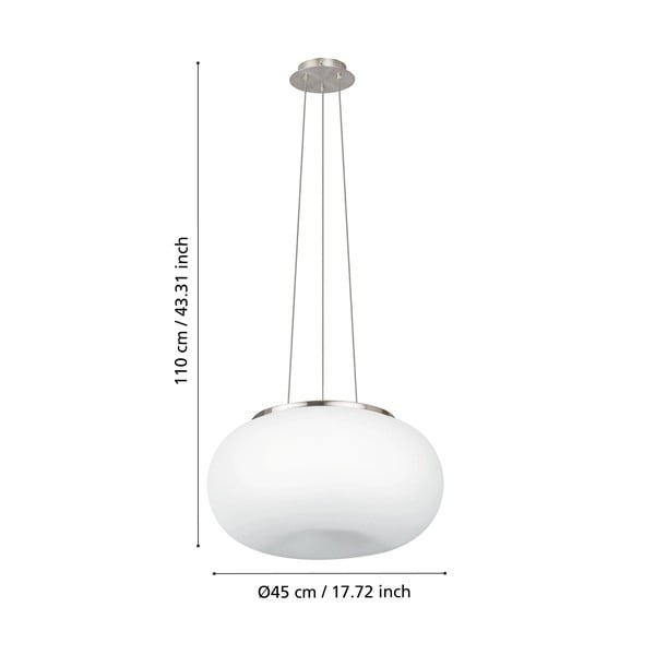 Lampadario bianco/argentato con paralume in vetro ø 44,5 cm OPTICA – EGLO-image-3