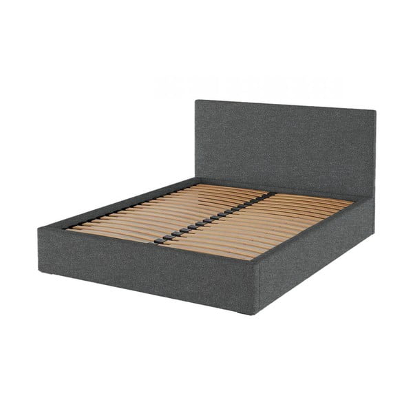 Letto matrimoniale imbottito color antracite con contenitore con rete inclusa 180x200 cm Bufo – MESONICA-image-2