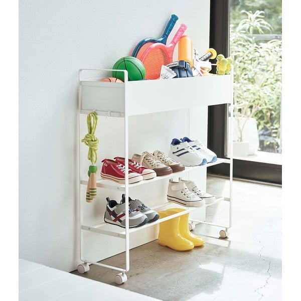 Scarpiera da bambini in metallo bianco 74,5x74,5x22 cm Tower - YAMAZAKI-image-4