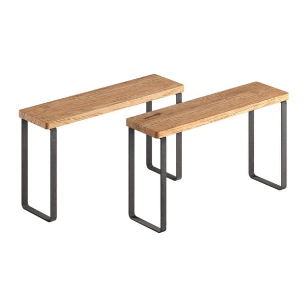 Set di ripiani aggiuntivi color nero opaco/di colore naturale in legno 2 pz 27x8 cm York – Metaltex