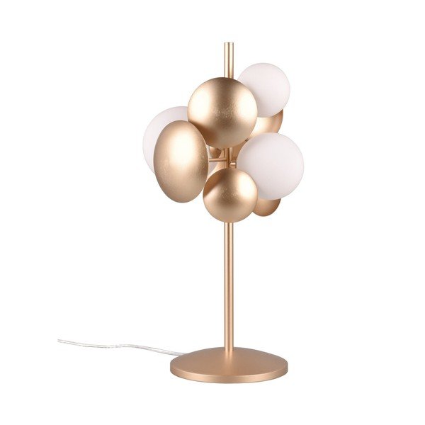 Lampada da tavolo con paralume in vetro in oro e bianco (altezza 50 cm) Bubble - Trio Select