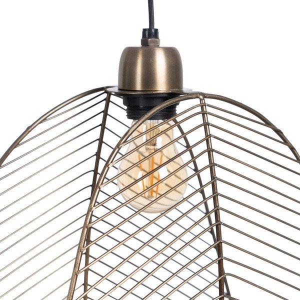 Lampadario di colore oro con paralume in metallo - Ixia-image-1