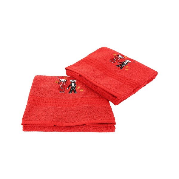 Set di 2 asciugamani in cotone rosso Cift Red - Foutastic-image-2