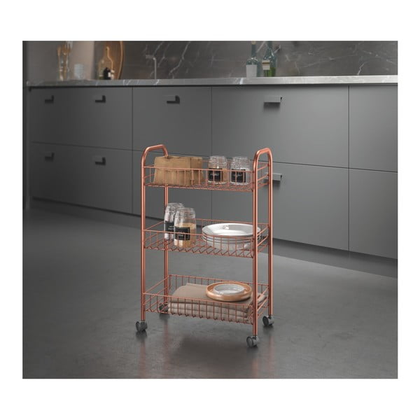 Organizzatore mobile con 3 ripiani in rame Lugano - Metaltex-image-1