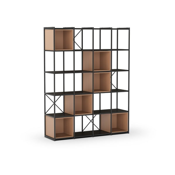 Libreria in nero e mattone 140x179 cm Anya - Marckeric-image-2