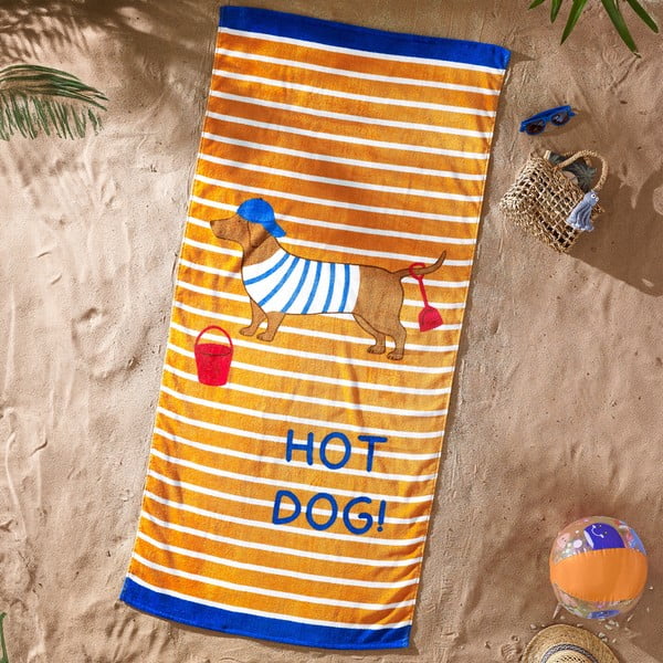 Telo mare arancione in cotone 76x160 cm Hot Dog – Catherine Lansfield-image-1
