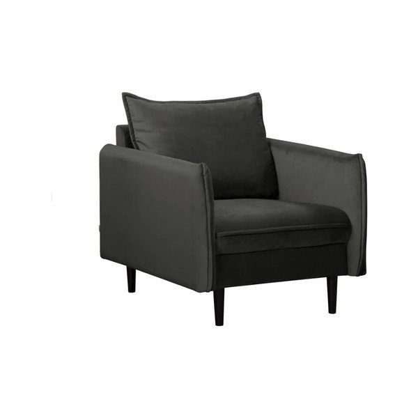 Poltrona grigio scuro con rivestimento in velluto Juli – Ropez