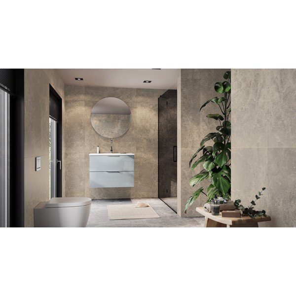 Mobile da lavabo grigio lucido da appendere 81x61 cm Celano – Germania-image-1