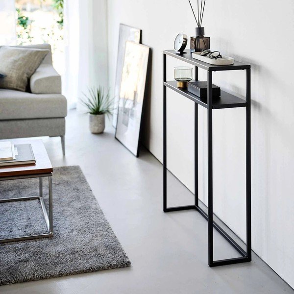 Tavolo consolle nero in metallo 18x60 cm Tower – YAMAZAKI-image-3