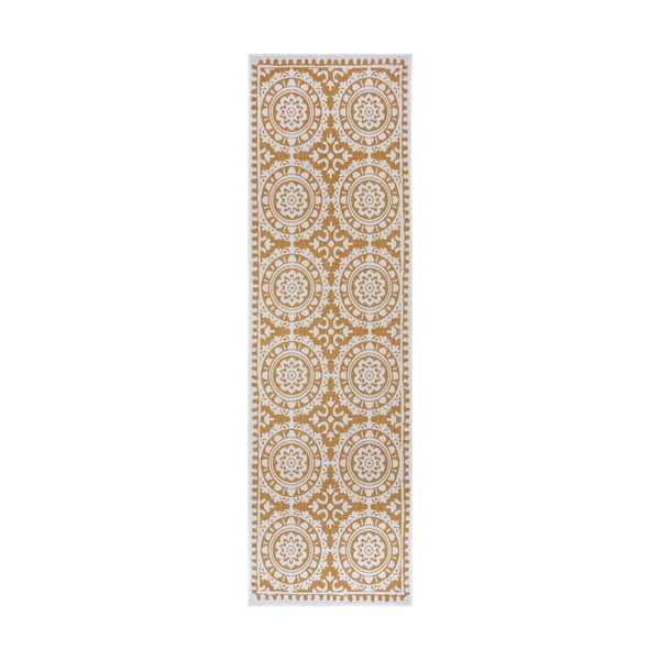 Tappeto per esterni giallo ocra e bianco 80x250 cm Jardin - NORTHRUGS