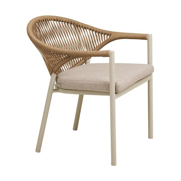 Sedia da esterno beige in metallo/in imbottito Abela – House Nordic-image-3