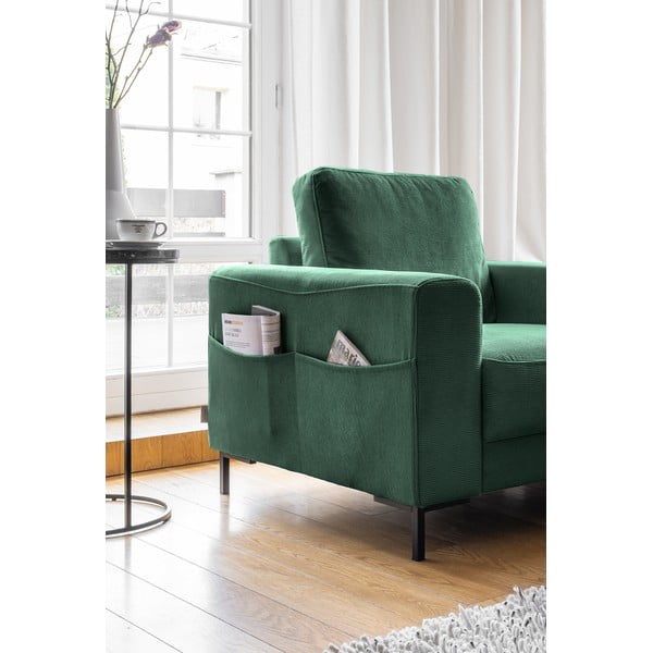 Poltrona in velluto a coste verde scuro Lofty Lilly - Miuform-image-3