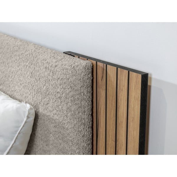 Letto matrimoniale in grigio chiaro con rete inclusa 140x190 cm Lior – Bobochic Paris-image-4