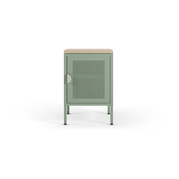 Comodino color menta/di colore naturale in metallo Sayla – Marckeric-image-1