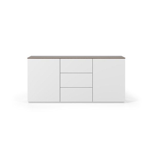 Cassettiera bianca in noce con 3 cassetti e 2 ante Join - TemaHome