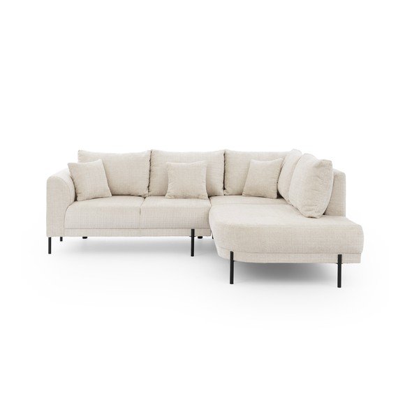 Divano angolare beige (con penisola a destra/a L) con rivestimento in ciniglia Mauris  – Ropez