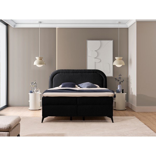 Letto boxspring nero con contenitore 180x200 cm Ornes – Ropez-image-1