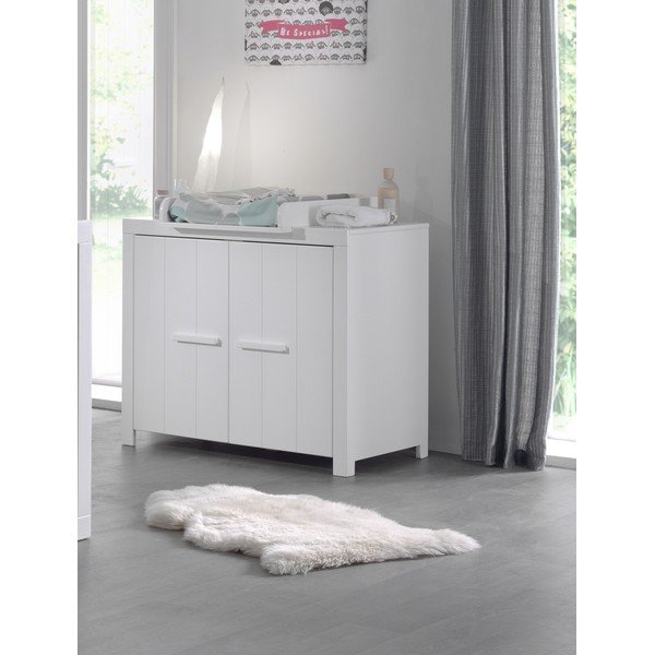 Cassettiera bassa bianca per bambini in legno di pino con fasciatoio 100x96 cm ERIK - Vipack-image-1