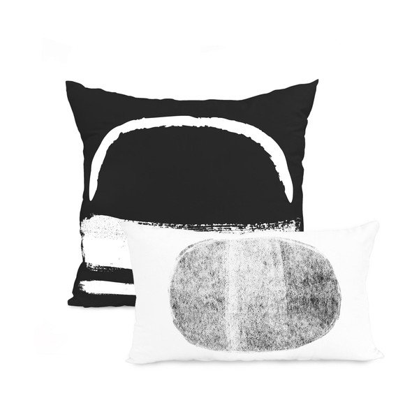 Set di 2 federe in cotone Shapes - Blanc