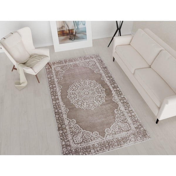 Tappeto lavabile beige 80x50 cm - Vitaus-image-1