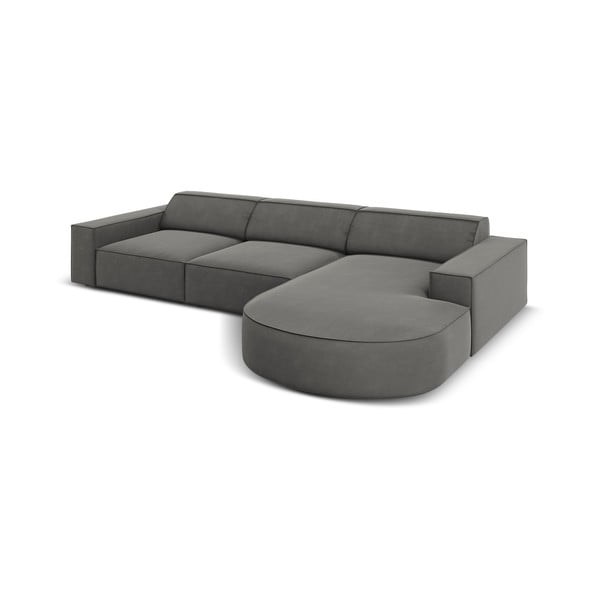 Divano angolare in velluto grigio (angolo destro) Jodie - Micadoni Home-image-4