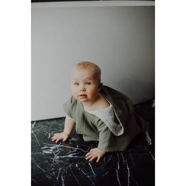 Poncho per bambini color kaki in mussola 3-8 anni Muslin – Malomi Kids-image-2