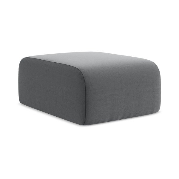 Poggiapiedi grigio con rivestimento in velluto Lani – Makamii