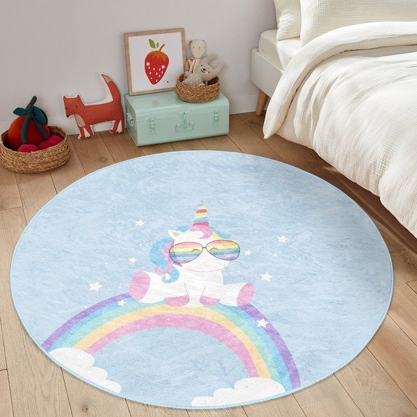 Tappeto azzurro per bambini ø 80 cm Comfort - Mila Home-image-4