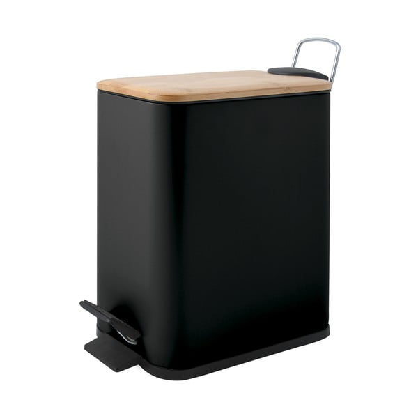 Cestino per la spazzatura nero opaco in acciaio con pedale 5 l   Erik – Spirella-image-3