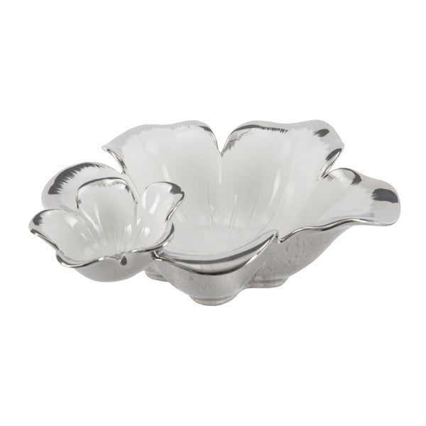 Ciotola decorativa in ceramica bianca e argento Tasche Lily A - Mauro Ferretti