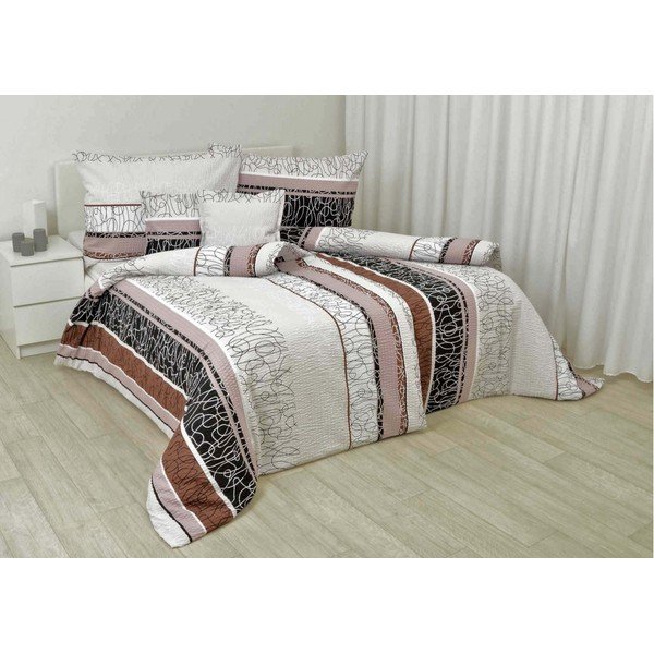 Biancheria da letto in crêpe marrone e crema per letto matrimoniale 200x200 cm Lane - Unknown