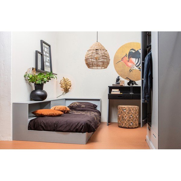 Pouf con dettagli floreali neri Sara - WOOOD-image-1