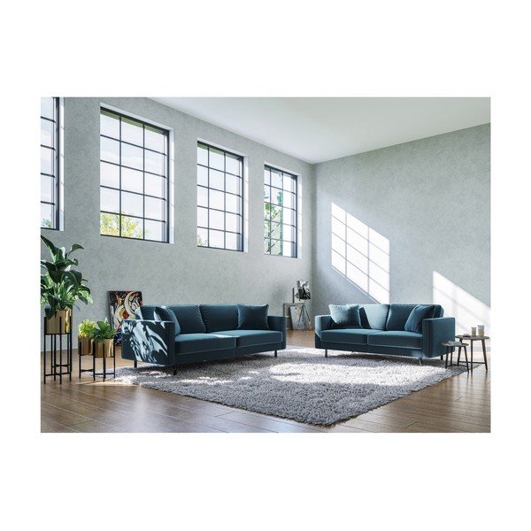 Divano in velluto blu 167 cm Kobo - MESONICA-image-3