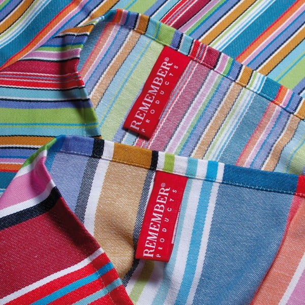 Set di 2 asciugamani in cotone a righe viola, 70 x 50 cm - Remember-image-1