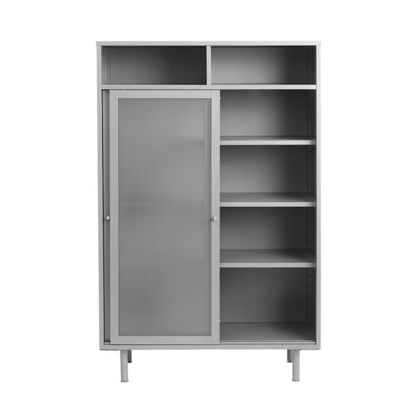Armadietto grigio in metallo con ante scorrevoli 90x140x40 cm Veep – Unique Furniture-image-2