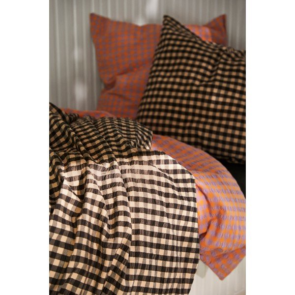 Biancheria da letto singola estesa 140x220 cm in crêpe nero e beige Bæk&Bølge - JUNA-image-3