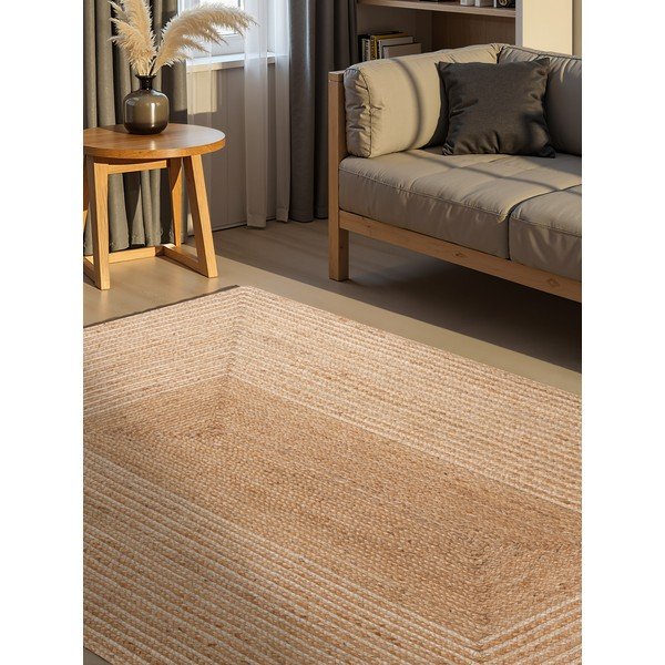 Tappeto di colore naturale/colore naturale chiaro in iuta reversibile/tessuto a mano 120x170 cm Juno – Hanse Home-image-1