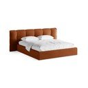 Letto matrimoniale imbottito color terracotta con contenitore con rete inclusa 140x200 cm Eric – Micadoni 