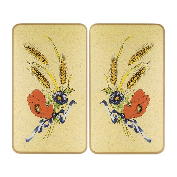 Set di 2 coperchi per stufe in vetro temperato 52x30 cm Corn-Flowers - Maximex