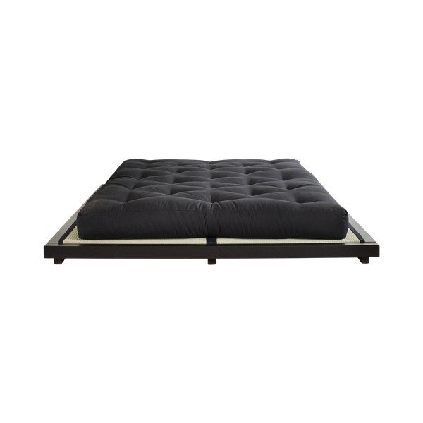 Letto matrimoniale in pino con materasso e tatami Dock Double Latex Nero/Nero, 160 x 200 cm - Karup Design