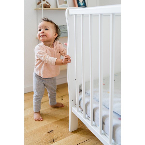 Lenzuolo per neonati in mussola grigia Dots, 60 x 120 cm - Kindsgut-image-1